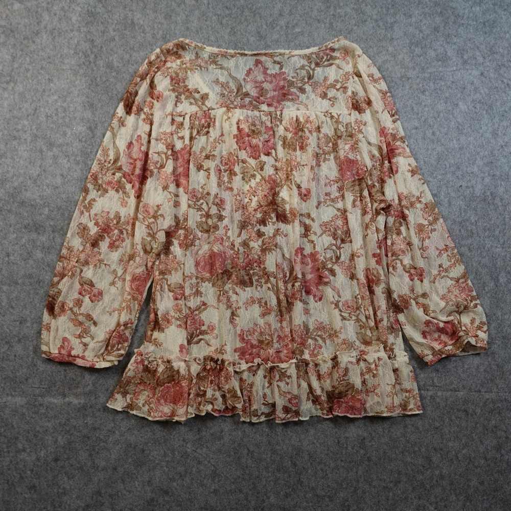 Ralph Lauren Top Womens Extra Large Blouse Lace Floral Sheer Coquette Western - Picture 4 of 8